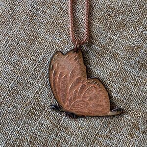 Copper Butterfly enamel Pendant Necklace
